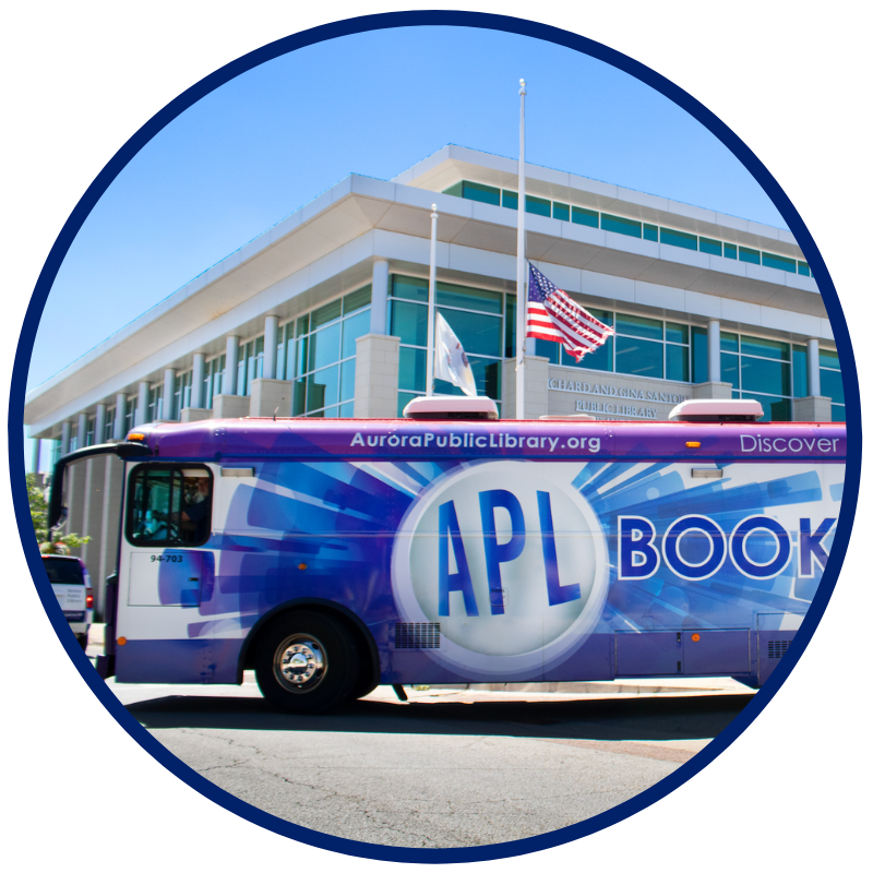 The APLD Bookmobile and Mini B (a car version of the Bookmobile).